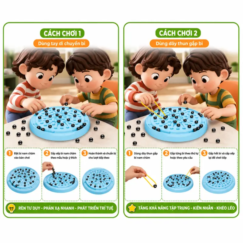 Bộ đồ chơi bi nam châm rèn tư duy cho bé — Bộ đồ chơi bi nam châm rèn tư duy cho bé
