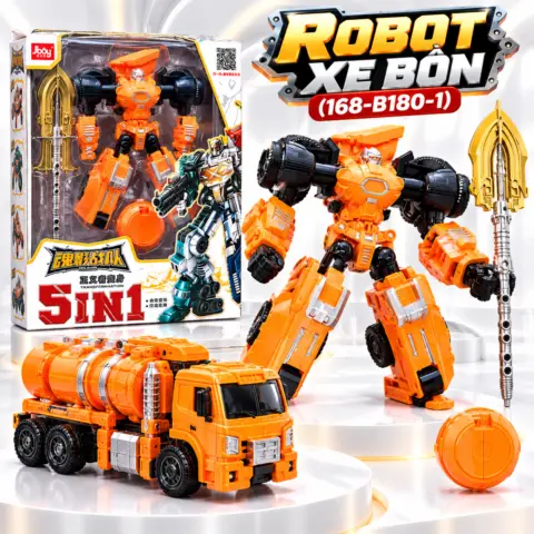 Robot Biến Hình 5In1 – 5 Chiến Binh Biến Đổi, Hợp Thể Robot Cỡ Đại Siêu Ngầu