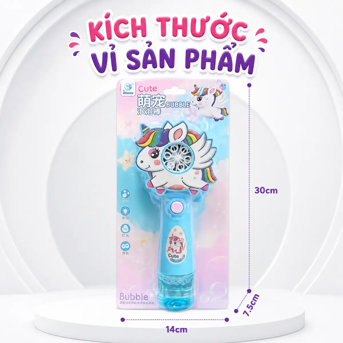 Gậy thổi bong bóng hình kỳ lân cho bé