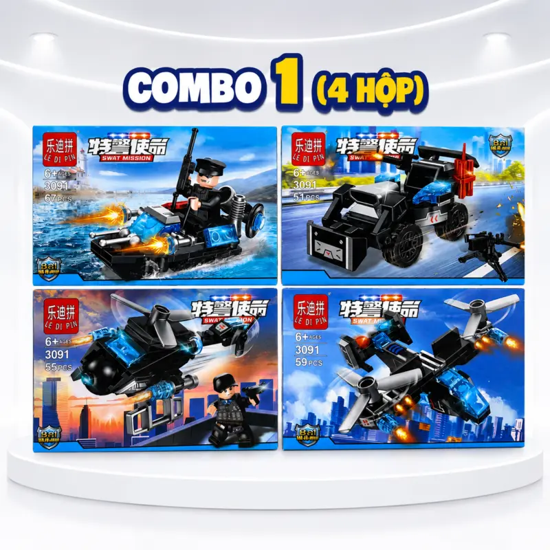Bộ xếp hình xe đặc nhiệm 8 mẫu — Bộ xếp hình xe đặc nhiệm 8 mẫu