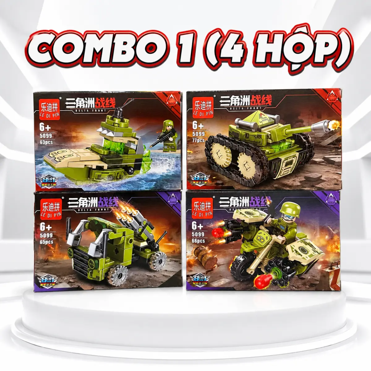 Bộ xếp hình chiến binh quân sự 8 mẫu
