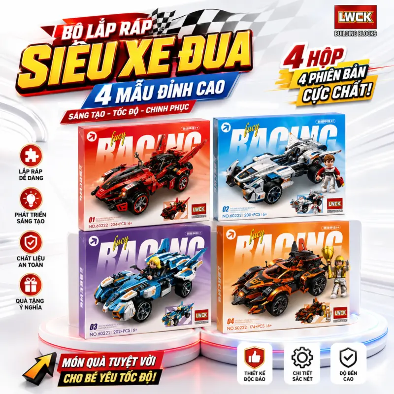 Bộ xếp hình Racing 4 mẫu xe đua — Bộ xếp hình Racing 4 mẫu xe đua