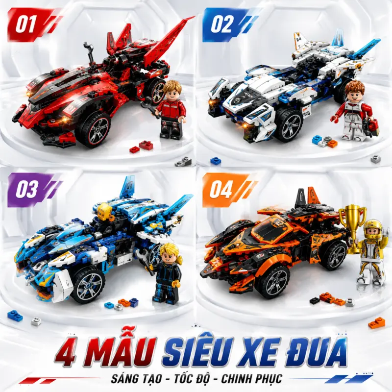 Bộ xếp hình Racing 4 mẫu xe đua — Bộ xếp hình Racing 4 mẫu xe đua