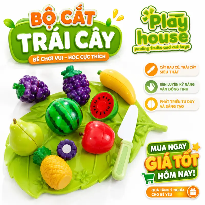 Bộ đồ chơi cắt trái cây rau củ cho bé — Bộ đồ chơi cắt trái cây rau củ cho bé