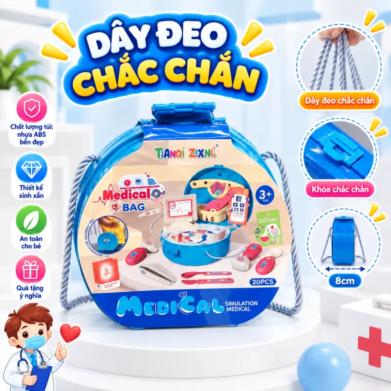 Bộ đồ chơi bác sĩ túi xách dựng thành bàn khám — Bộ đồ chơi bác sĩ túi xách dựng thành bàn khám