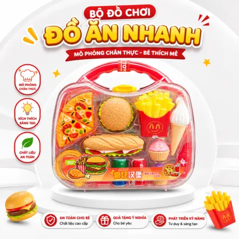 Bộ Đồ Chơi Mô Phỏng Các Loại Đồ Ăn Nhanh – Cho Bé Thỏa Sức Nhập Vai Đầu Bếp Nhí