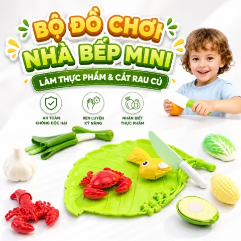 Bộ đồ chơi cắt thực phẩm nhà bếp mini cho bé