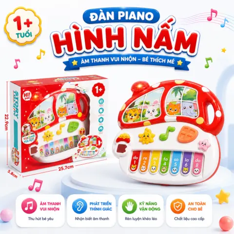 Đồ Chơi Đàn Piano Hình Nấm Đa Chức Năng Cho Bé
