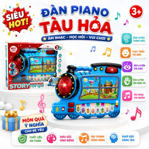 Đồ Chơi Đàn Piano Hình Đầu Tàu – Vừa Học Vừa Chơi, Bé Thích Mê