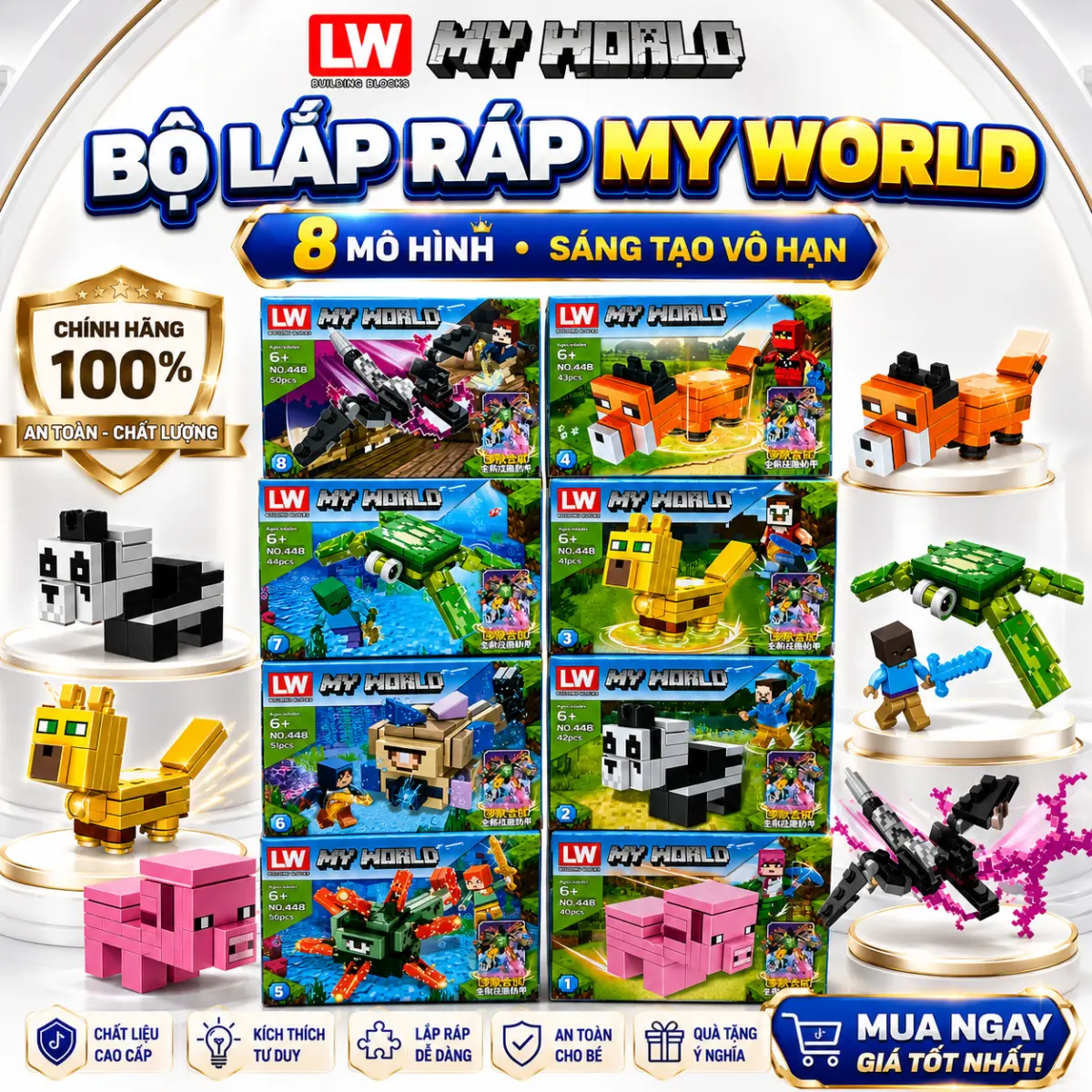 Bộ đồ chơi xếp hình My World 8 mẫu