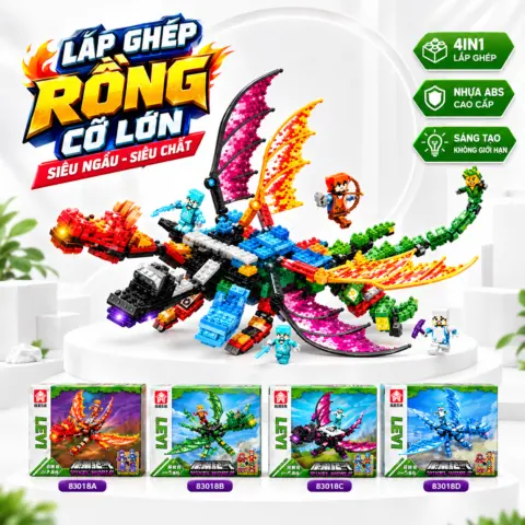 Bộ Đồ Chơi Xếp Hình Rồng Pixel World – Siêu Rồng Cỡ Lớn Cực Ngầu
