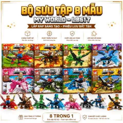 Bộ xếp hình My World robot và sinh vật 8 mẫu