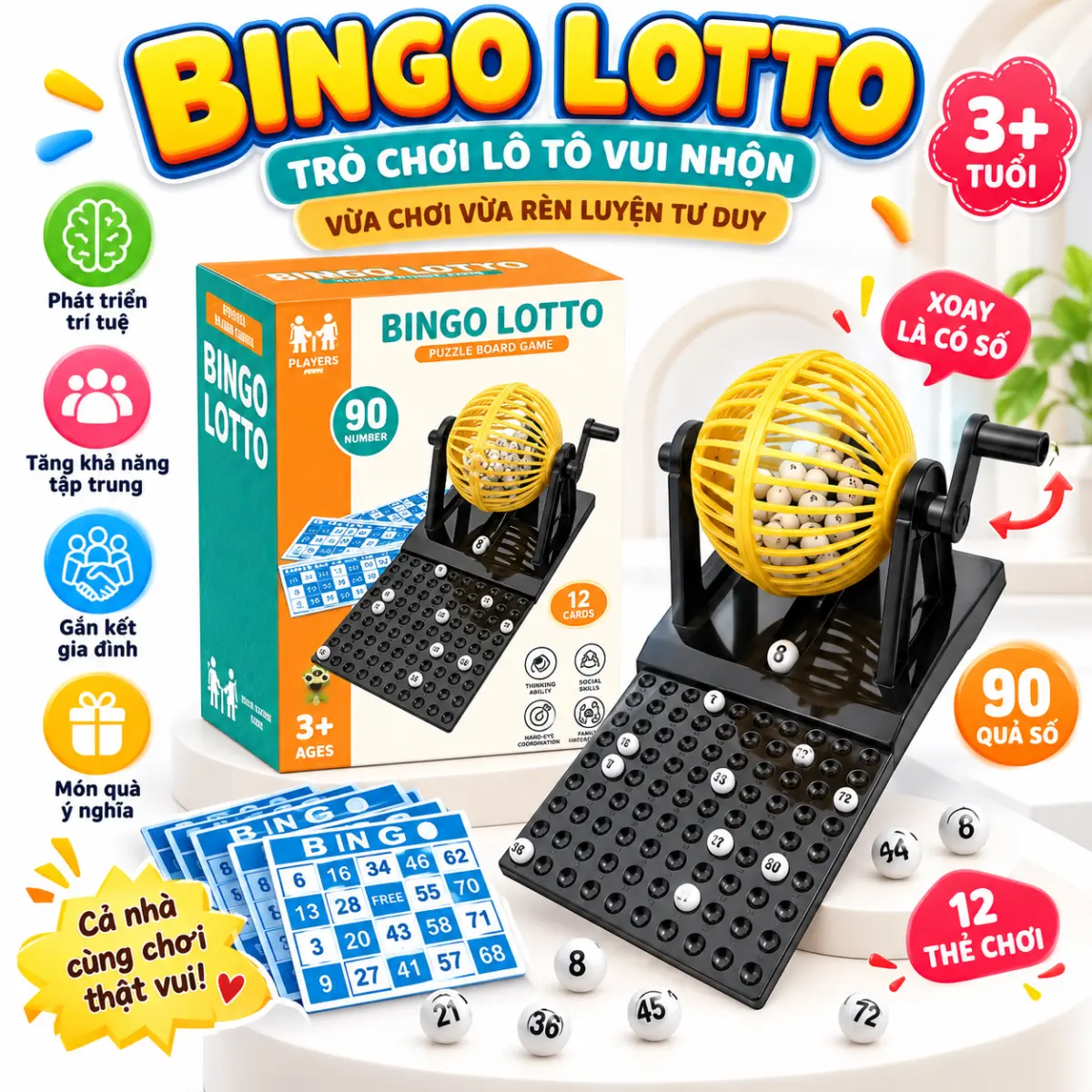 Bộ trò chơi lồng quay Bingo Lotto 90 số