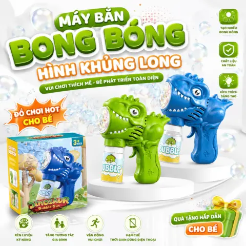 Máy thổi bong bóng hình khủng long cho bé