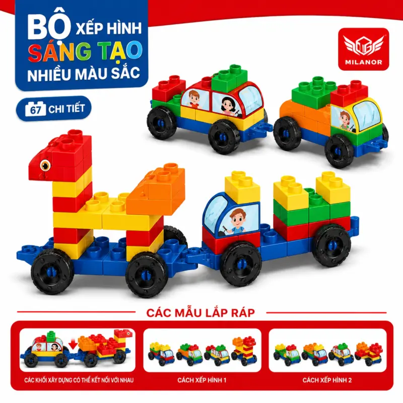 Bộ lắp ghép hình khối 67 chi tiết cho bé — Bộ lắp ghép hình khối 67 chi tiết cho bé