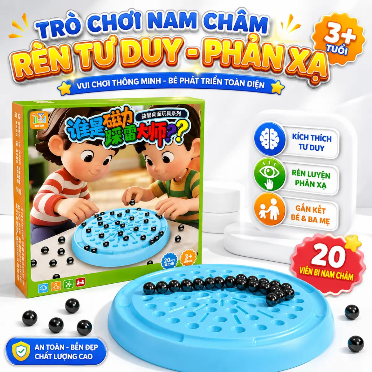 Bộ đồ chơi bi nam châm rèn tư duy cho bé