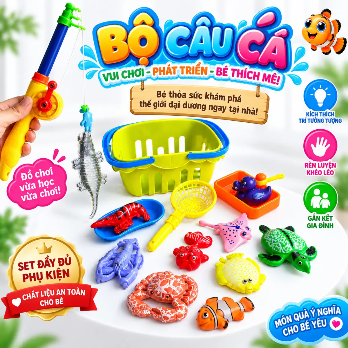 Bộ Đồ Chơi Câu Cá – Vui Chơi, Khám Phá Thế Giới Đại Dương Tại Nhà 🐟