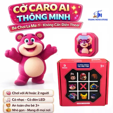 Cờ caro điện tử AI hình gấu 9 chế độ chơi