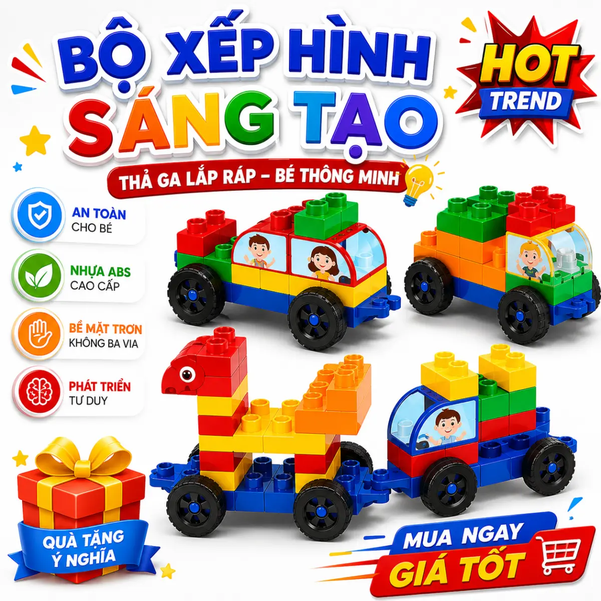 Bộ lắp ghép hình khối 67 chi tiết cho bé