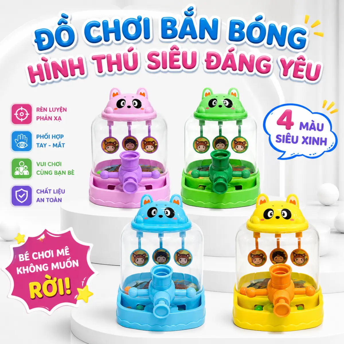 ĐỒ CHƠI MÁY BẮN BÓNG HÌNH KHỦNG LONG CUTE – BÉ VUI CHƠI RÈN TAY LUYỆN PHẢN XẠ