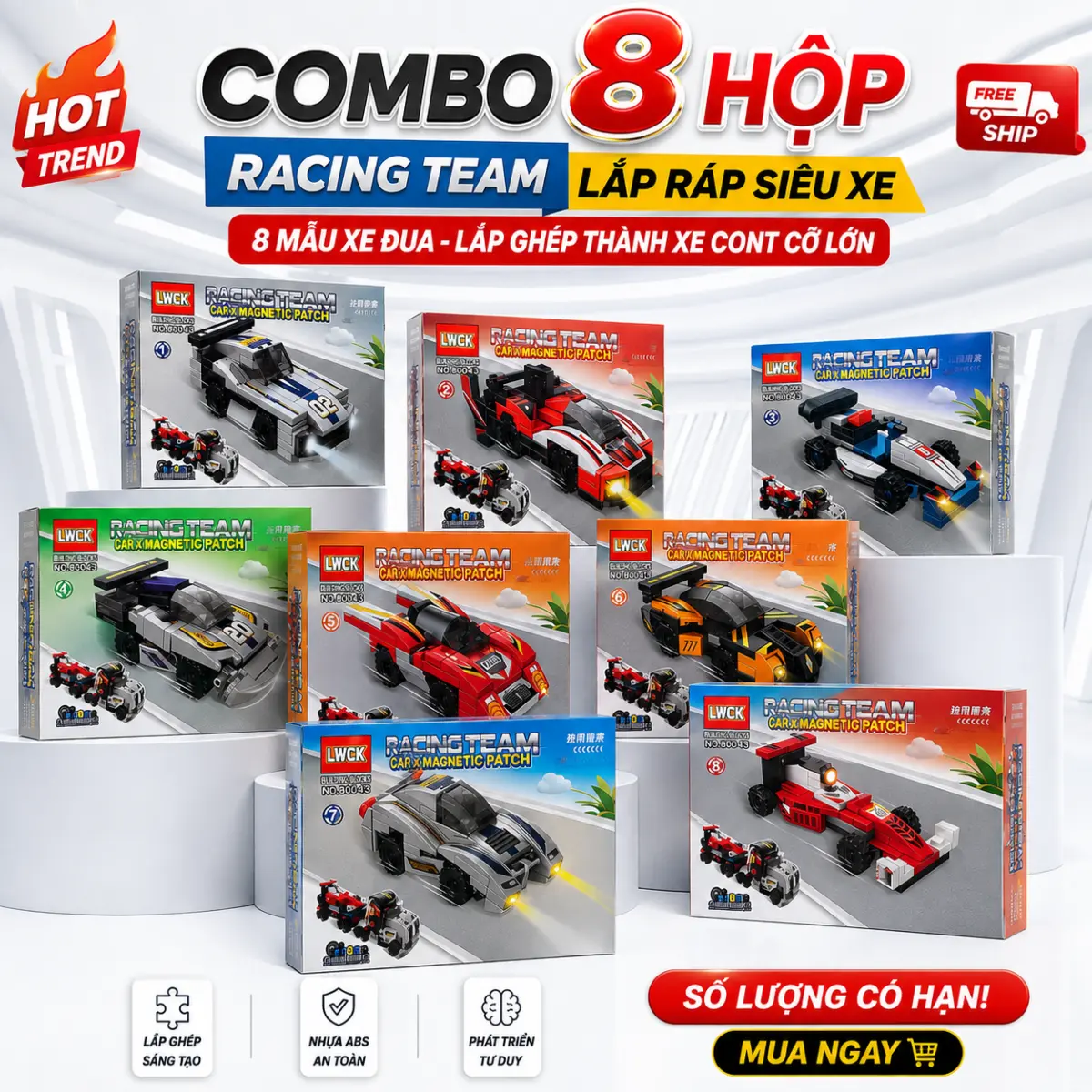 Bộ xếp hình xe đua Racing Team 8 mẫu
