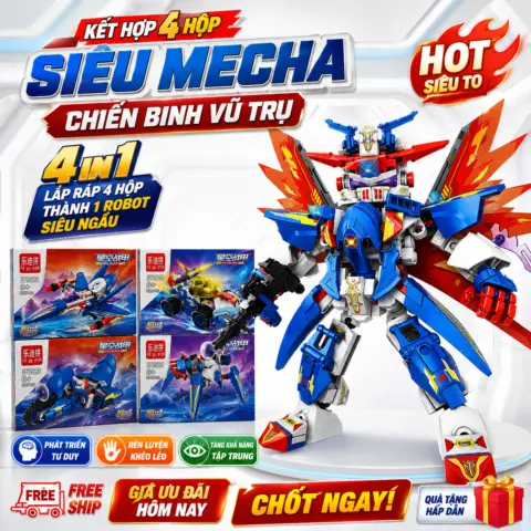 Bộ xếp hình Mecha 4in1 ghép thành robot lớn