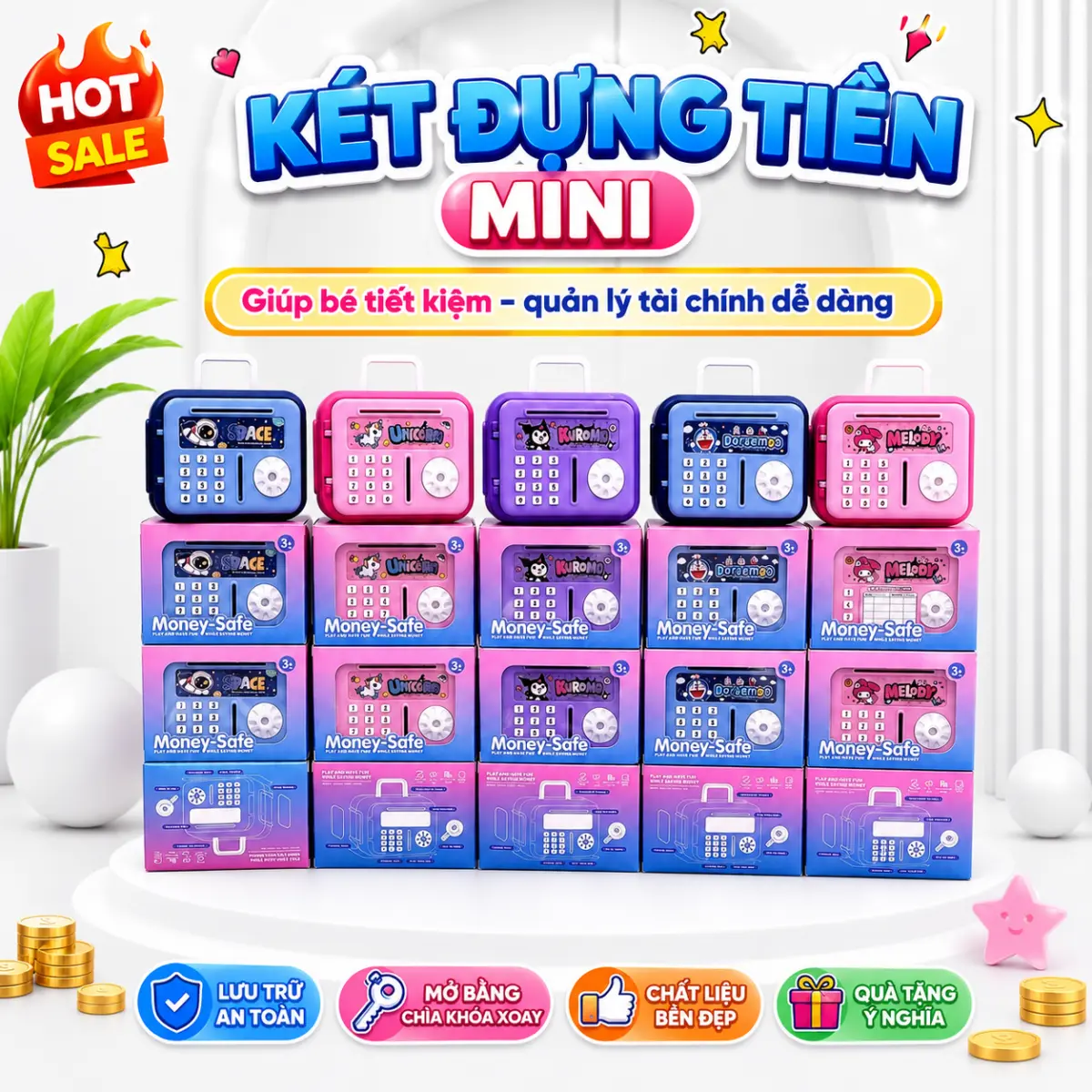 Két đựng tiền mini cho bé tập tiết kiệm