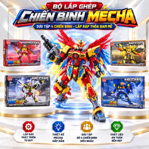 Bộ Lắp Ghép Chiến Binh Mecha 4 Mẫu – Sưu Tập Đủ 4, Hợp Thể Chiến Binh Cỡ Lớn
