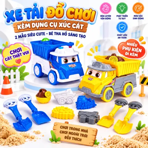 Bộ Đồ Chơi Oto Xe Tải - Kèm Dụng Cụ Xúc Cát – 2 Mẫu Siêu Cute