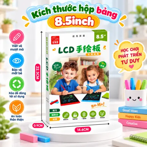 Bảng Tập Vẽ Tập Viết Tự Xóa Lcd 8.5 Inch – Bé Thỏa Sức Vẽ, Viết, Sáng Tạo 🎨